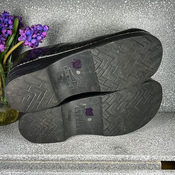 Dansko Leather Metallic Floral Clogs Mules Professional Shoes EU 42 US 11.5 - Picture 8 of 9